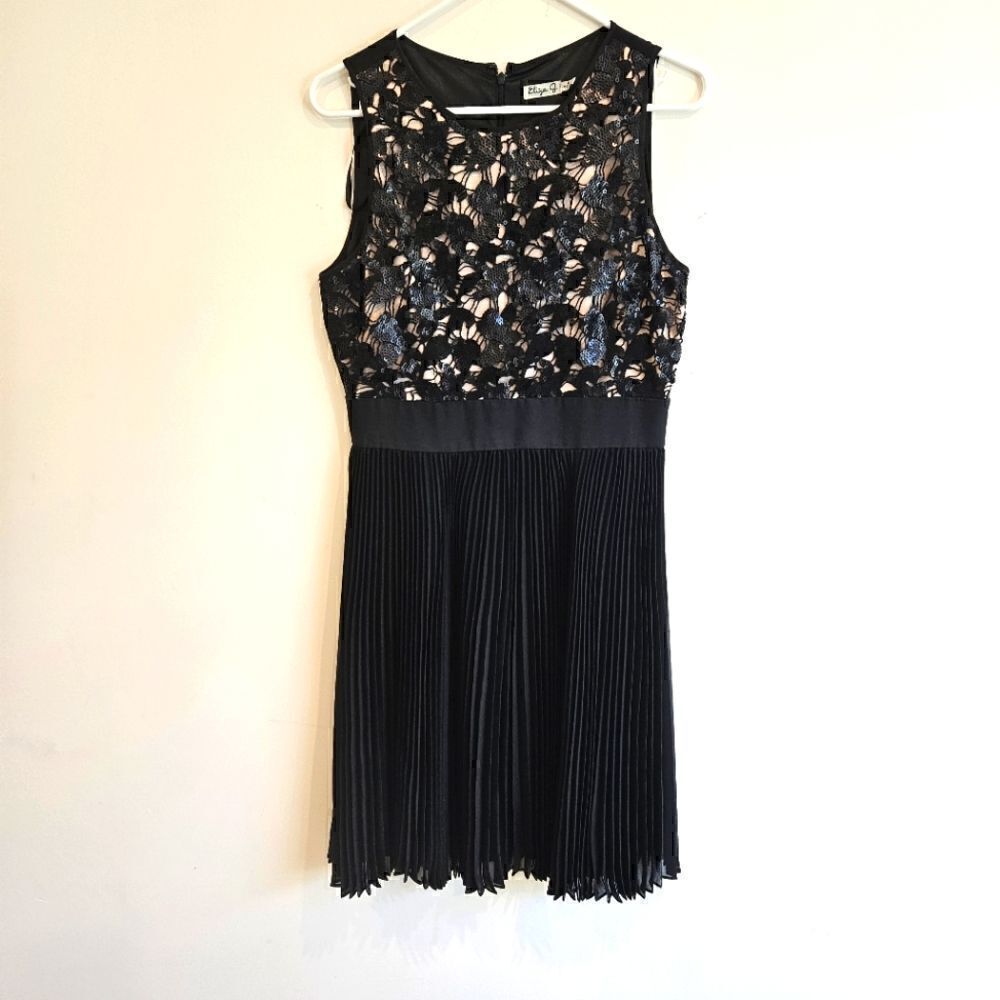 Eliza J Sequin Top Pleated Skirt Cocktail Dress